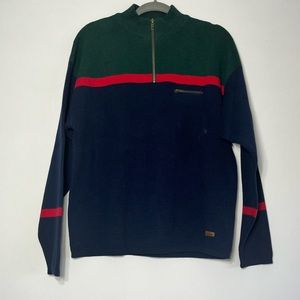 Woolrich Sweater Men XL Adult Blue Quarter Zip Pullover Basic Casual Striped